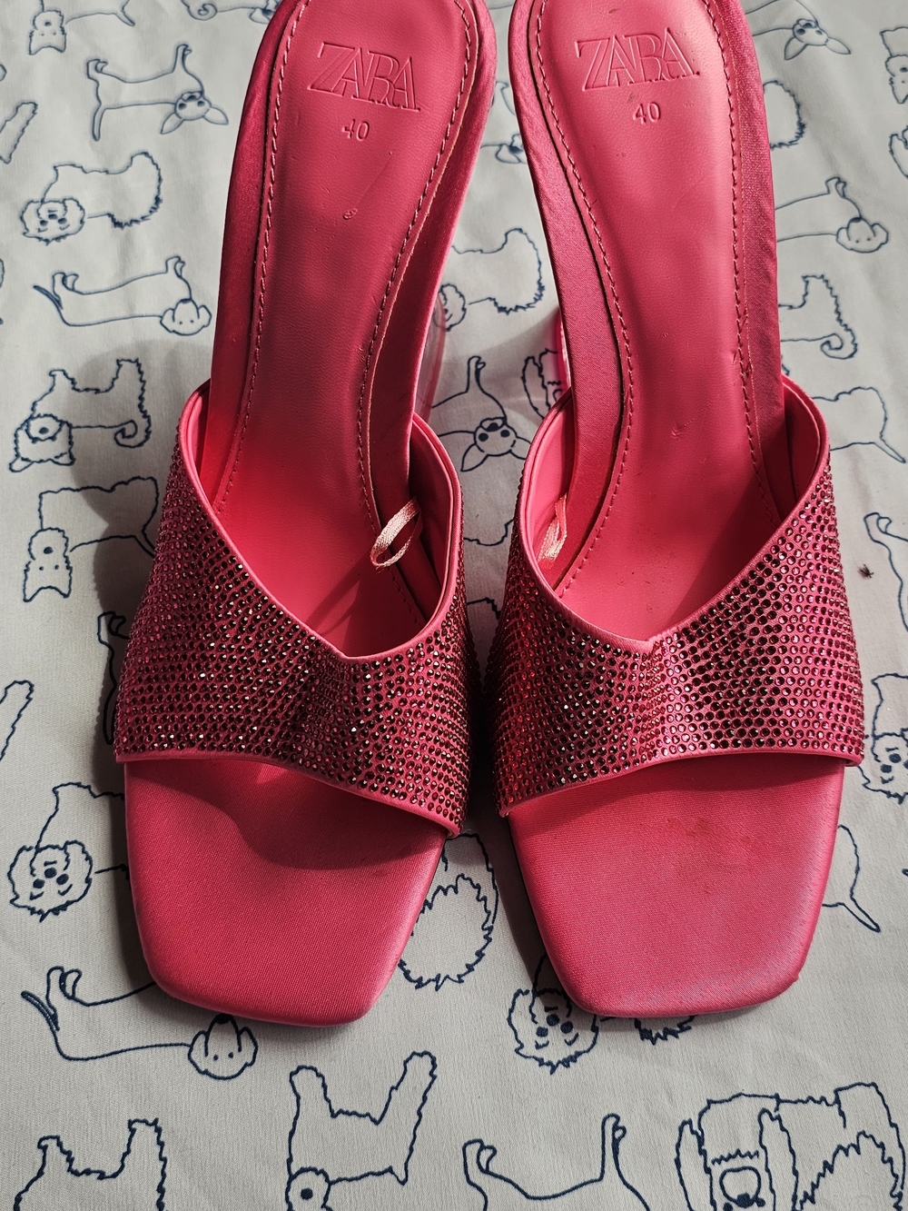Zara Hot Pink Embellished Slide Sandals